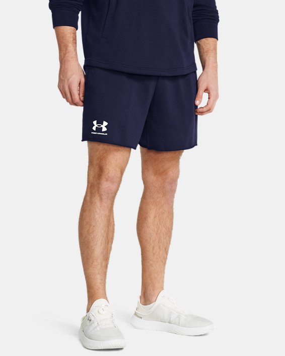 Men's UA Rival Terry 6" Shorts in Blue image number 0